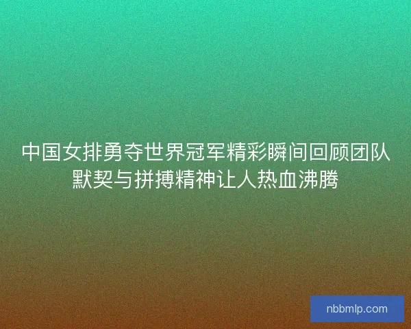 中国女排勇夺世界冠军精彩瞬间回顾团队默契与拼搏精神让人热血沸腾
